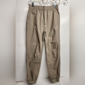 YOUNGLA Khaki Joggers.  2 Front Pockets. Elastic & Drawstring Waist Sz M Unisex